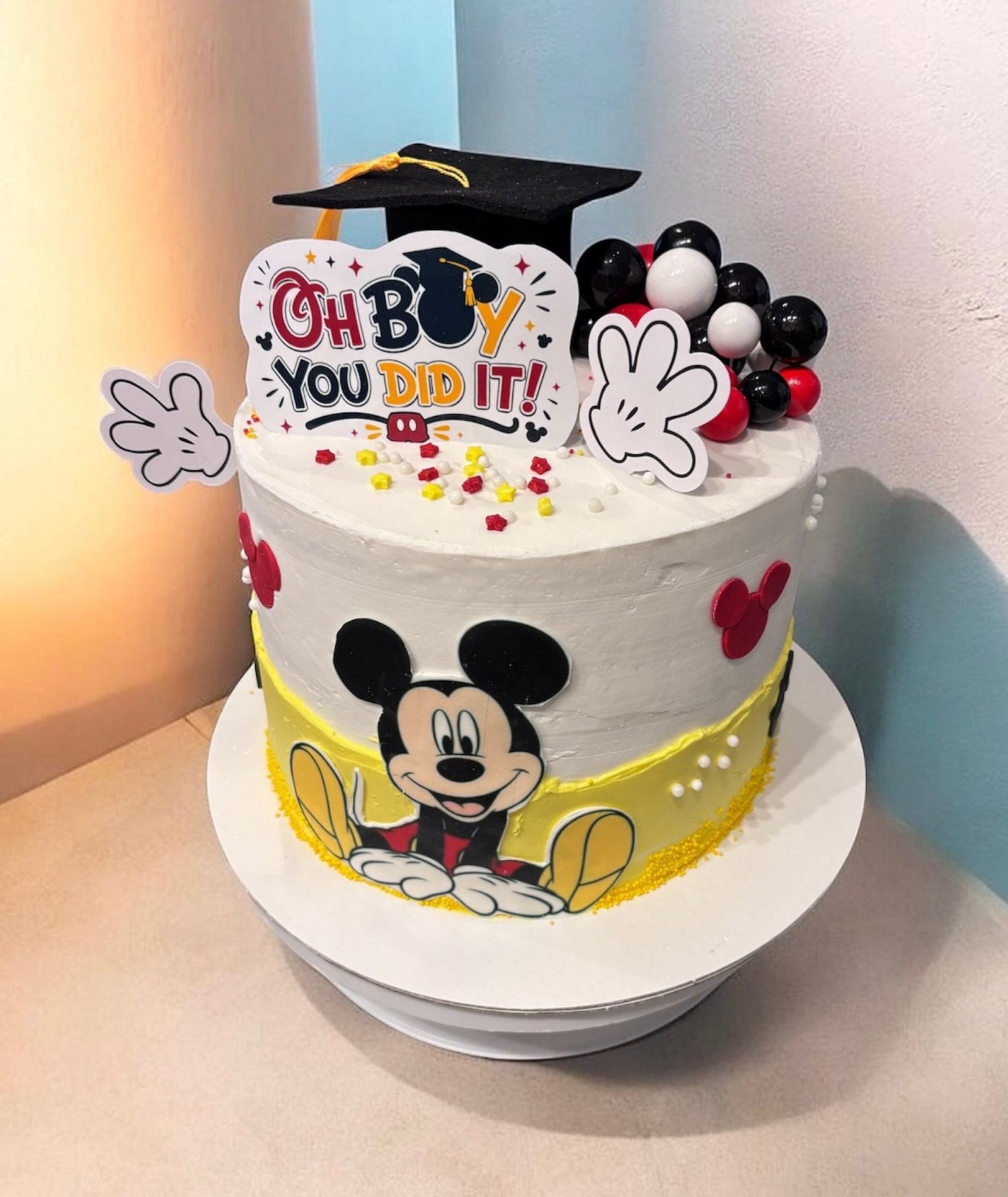 Mickey Mouse graduation Oh Boy You Did It cake